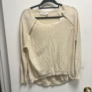 Bisou Bisou Cream with Gold Shimmer Knit Top